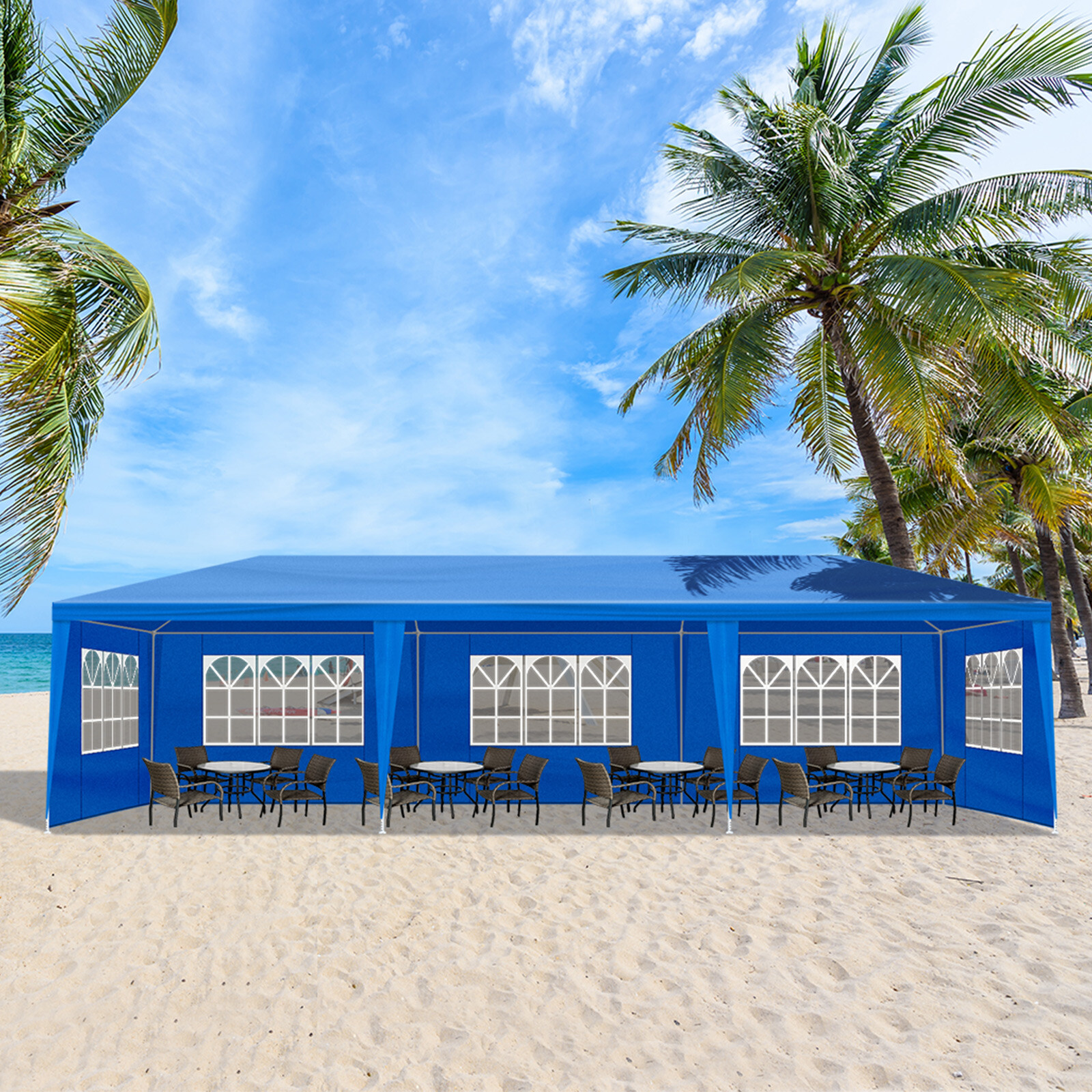 10'x30' Patio Gazebo Waterproof Outdoor Canopy Tent Party Tent With 8 Walls 8
