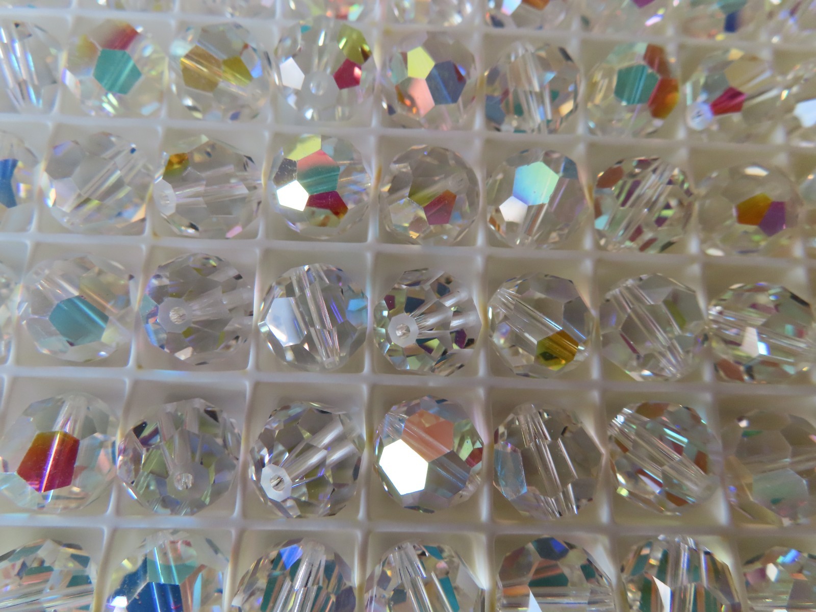 24 Swarovski round faceted beads 10mm Crystal AB. #5000