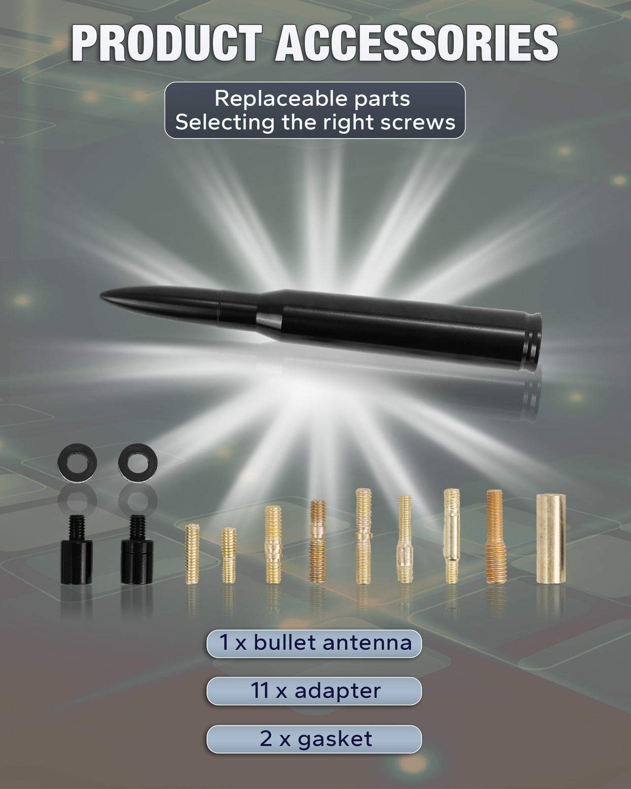 Bullet Antenna 50 Cal Caliber For Truck Dodge Ram 1500 Ford F150 Raptor Bronco