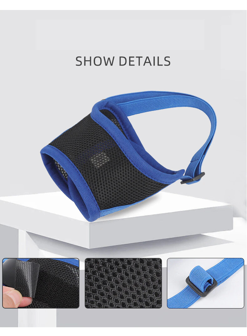 MUZZLE MESH Dog Pet adjustable strap anti bite bark chew Safety soft breathable