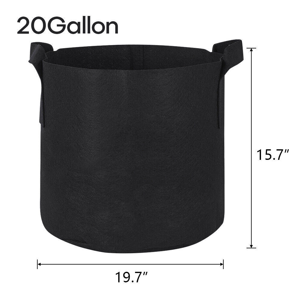 Plant Grow Bags 20 Gallon 5 Pack Fabric Pots 300G Thick Nonwoven Fabric Black