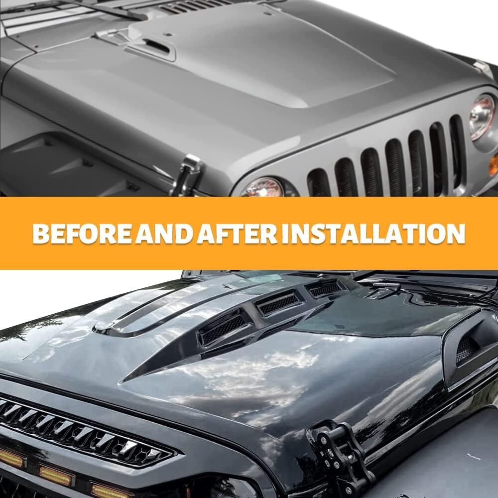 for 2007-2018 Jeep Wrangler Rubicon JK JKU heat extract Vented AVG Steel Hood