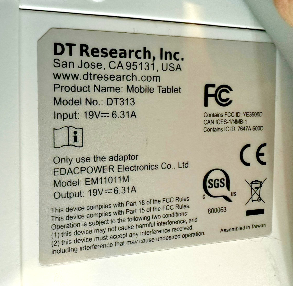 DT Research 13" Touch Screen Tablet #DT313 w/ Intel i5, Windows 10