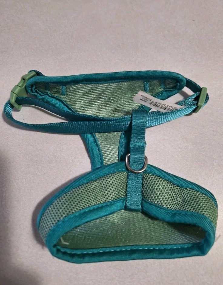 Mesh Cat Harness Adjustable For Cats Blue/Green XS-S Neck 8-12", Chest 12-17"