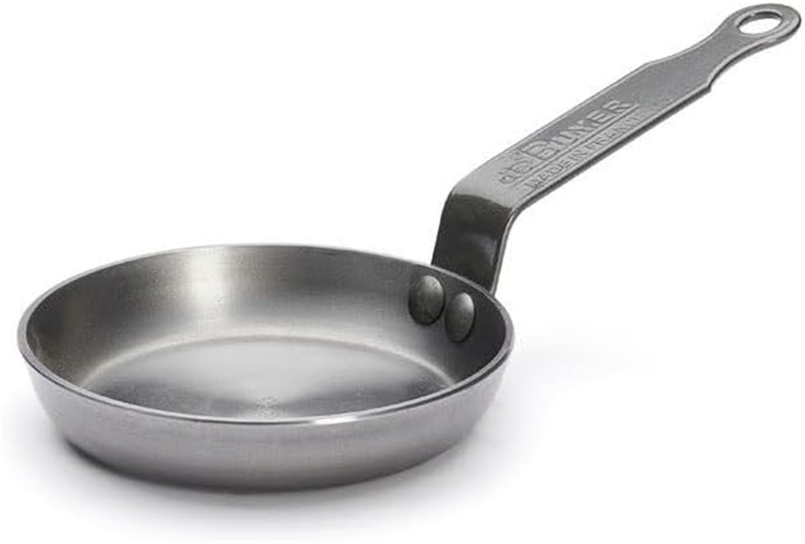 De Buyer 5612.12 Mineral B Round Carbon Steel Egg & Pancake Pan, Nonstick, 4.75"
