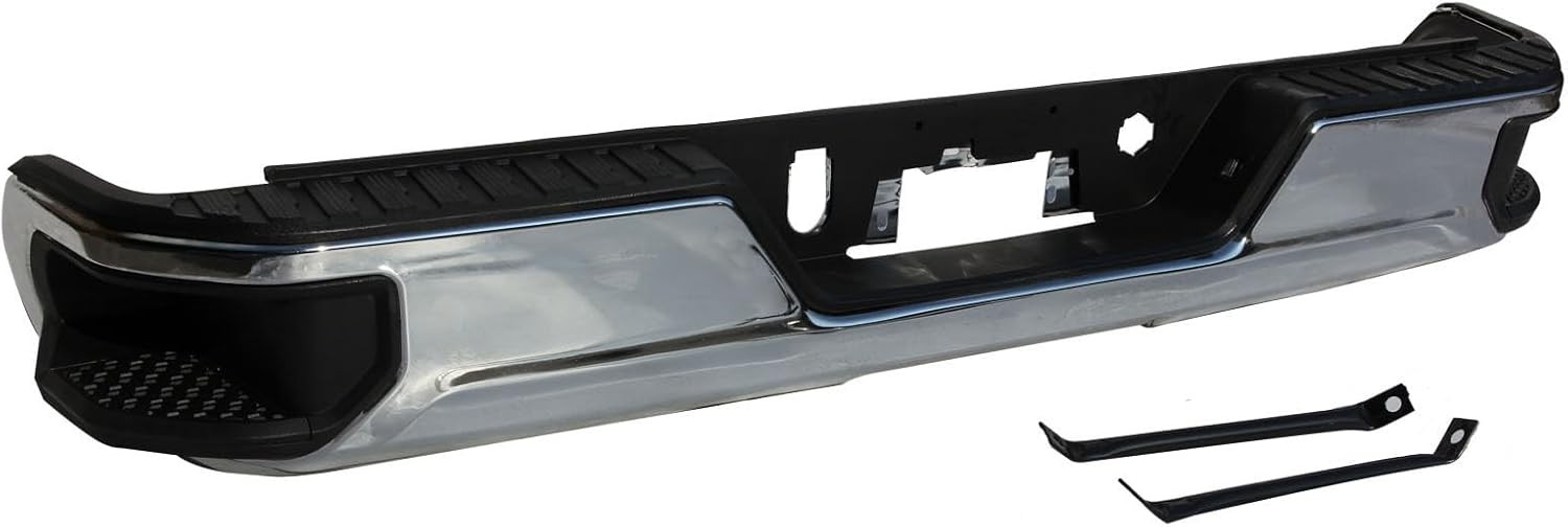 Chrome Rear Bumper Assembly Compatible with 2020-2024 Sierra Silverado 1500