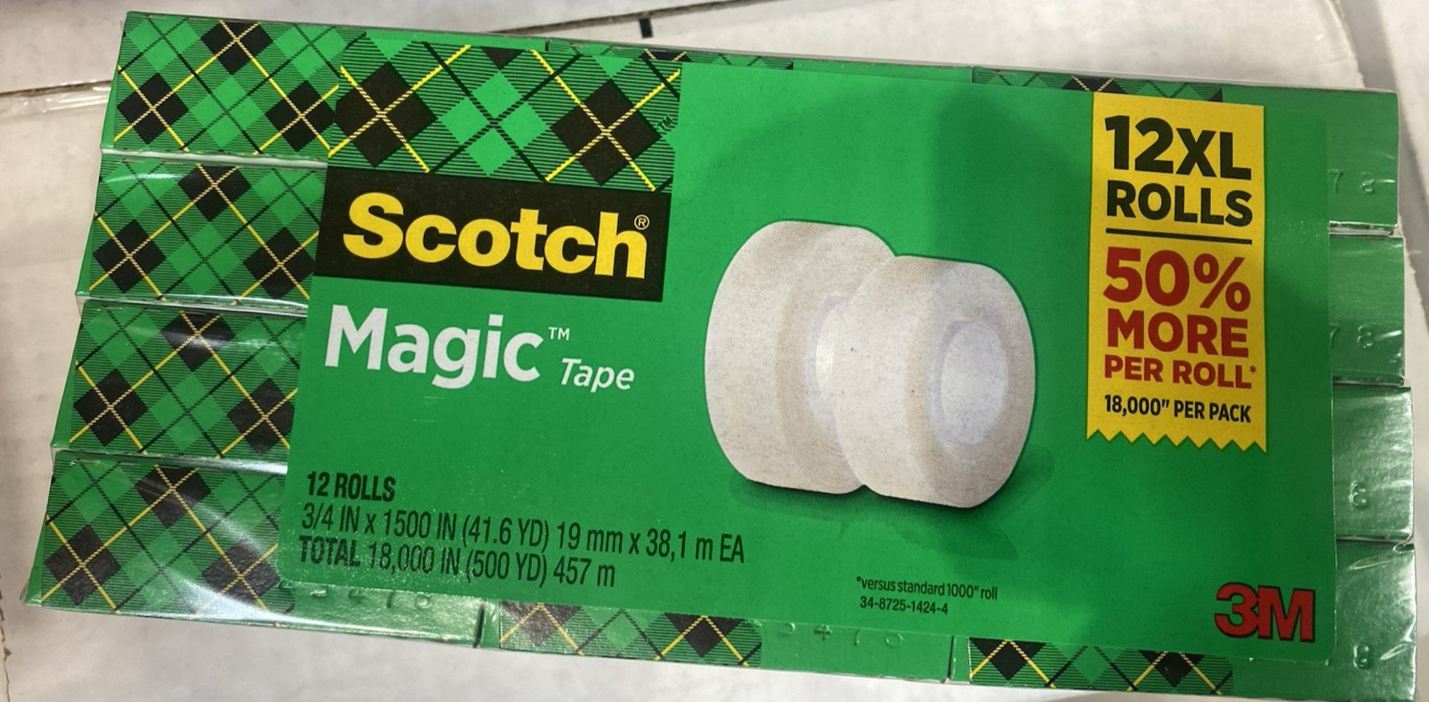 Scotch Magic Tape Refill 12 Rolls, 3/4" x 1500" per Original Matte Finish