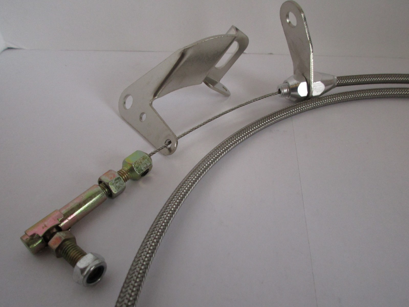 STAINLESS STEEL THROTTLE, 727 KICK DOWN CABLE AND BRACKET KIT #6054/6055/#6056
