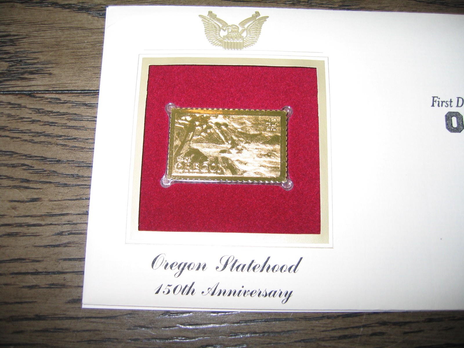 2009 Oregon Statehood Replica Golden Cover Stamp