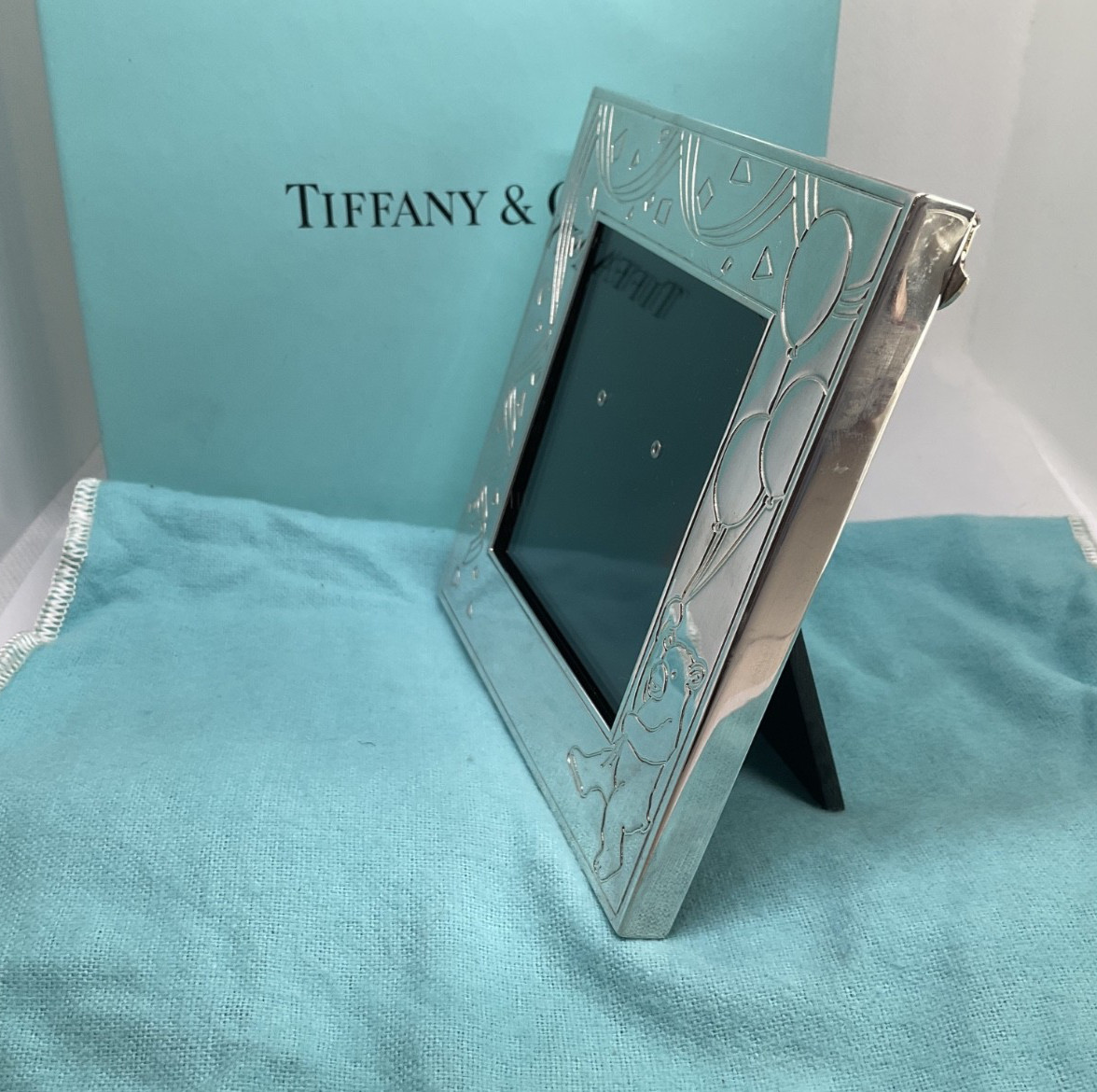 Tiffany & Co Sterling Silver 925 Balloons and Bear Photo Frame Orig Box Pouch