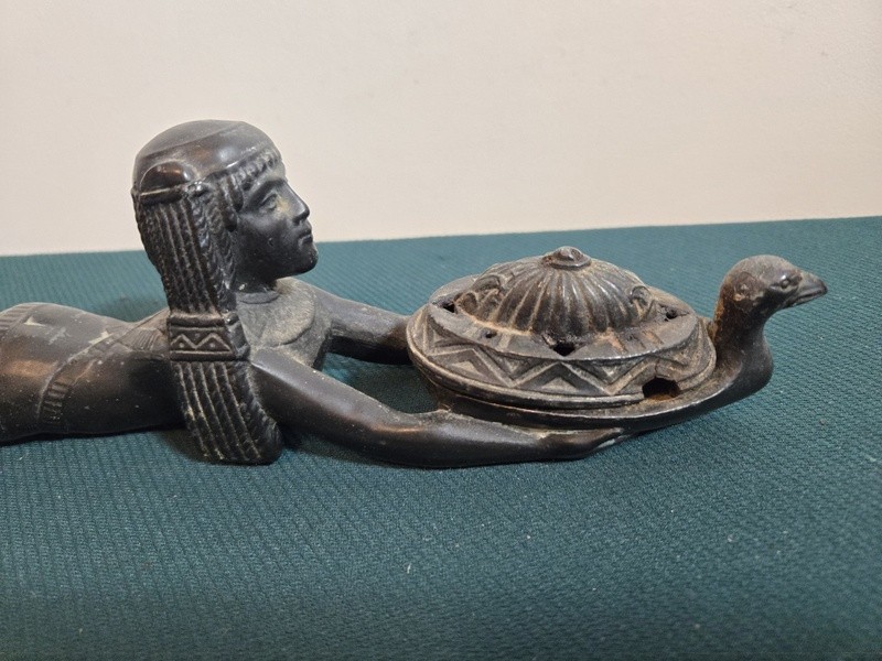 Collectible Vintage Figural Egyptian Revival Women Metal Incense Burner