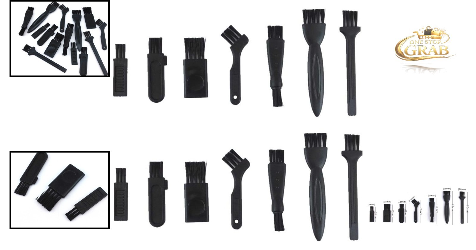 14pcs Electric Razor Cleaning Brushes Set for All Brands Black