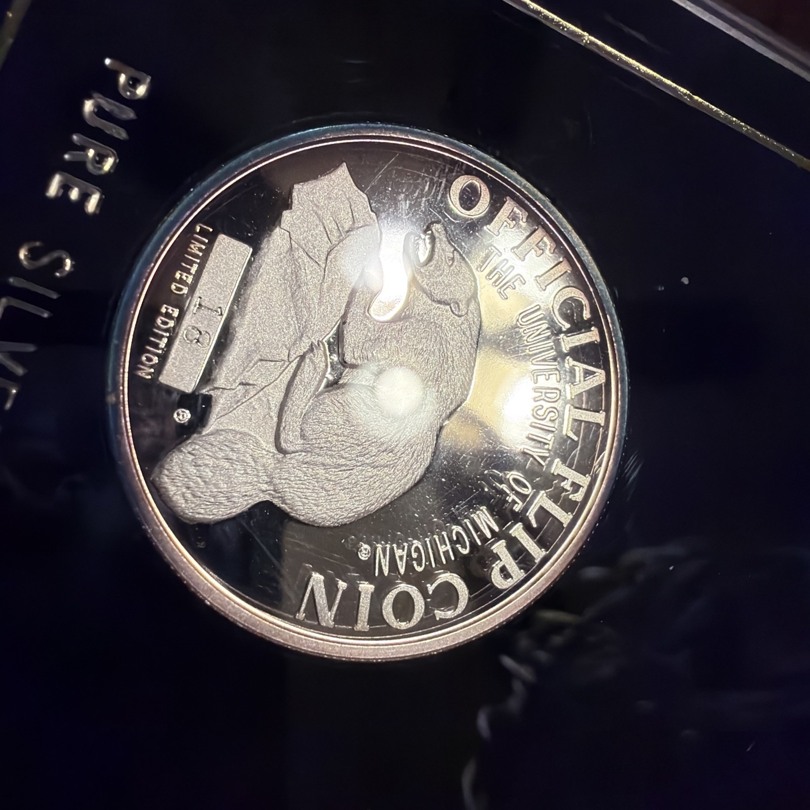 The University Of Michigan 1997 Flip Coin Proof Set 18/500 24KT Gold Pure Silver