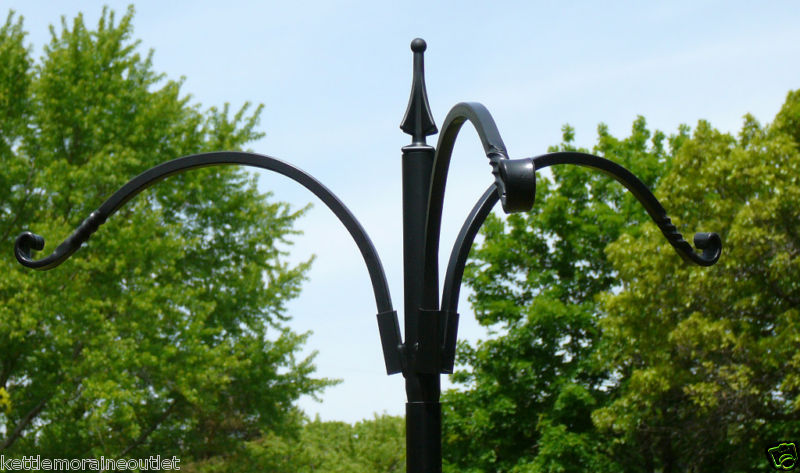 Erva Wrought Iron 3 Arm Hanger 12" Reach for Bird Feeders Plants for 1" Pole