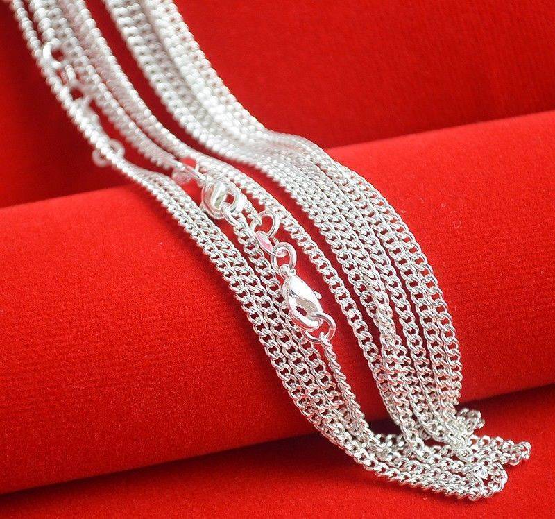 Wholesale 10pcs 925 Sterling Solid Silver Plated 2mm Curb Chain Necklace 16"-30"