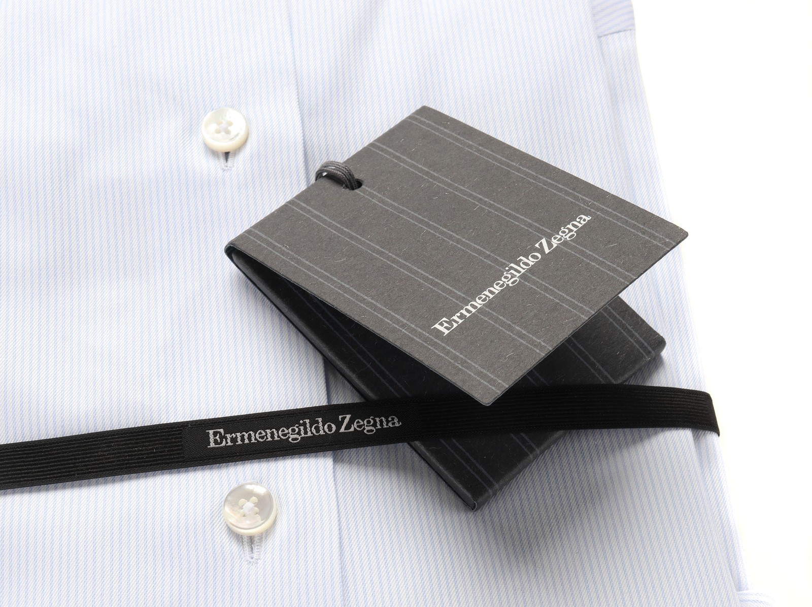 NWT ERMENEGILDO ZEGNA DRESS SHIRT blue white cotton striped luxury 39 15 1/2