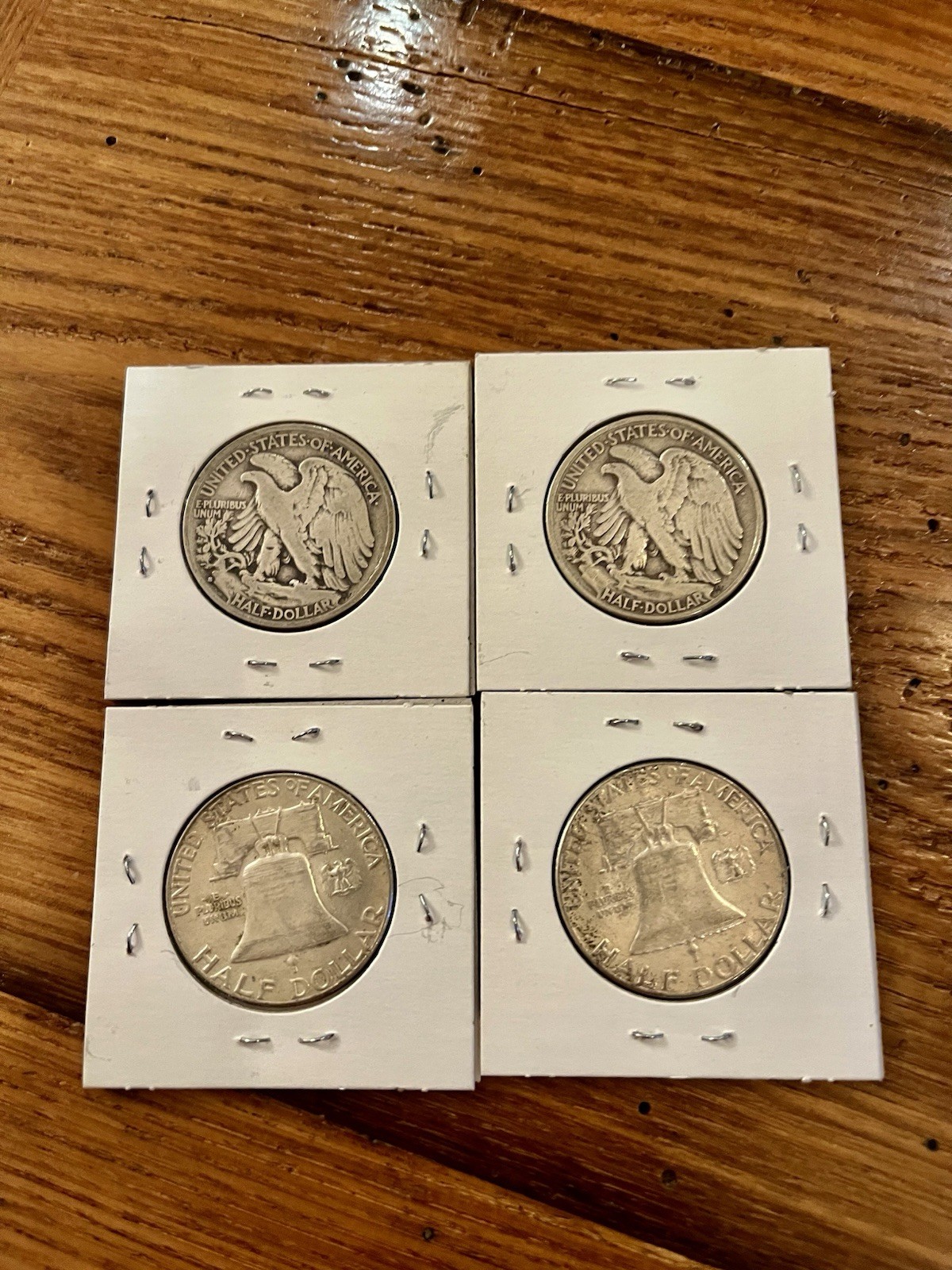 Silver 90% 2 Walking Liberty & 2 Franklin Coins Mixed Dates/ Lot Of 4