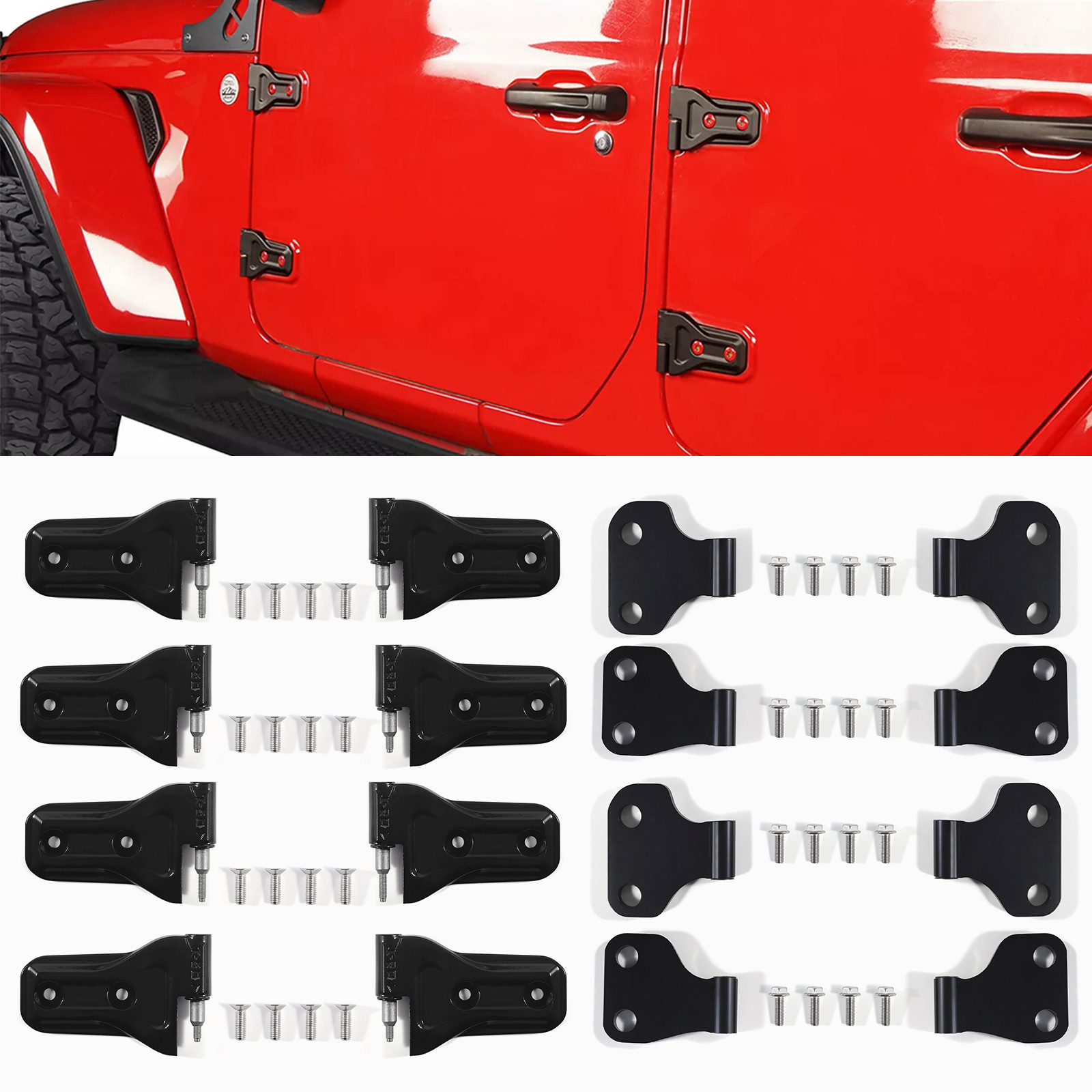 For 2018-2025 Jeep Wrangler JL Body Door Hinge Replacement Set Powder Coat 16pcs