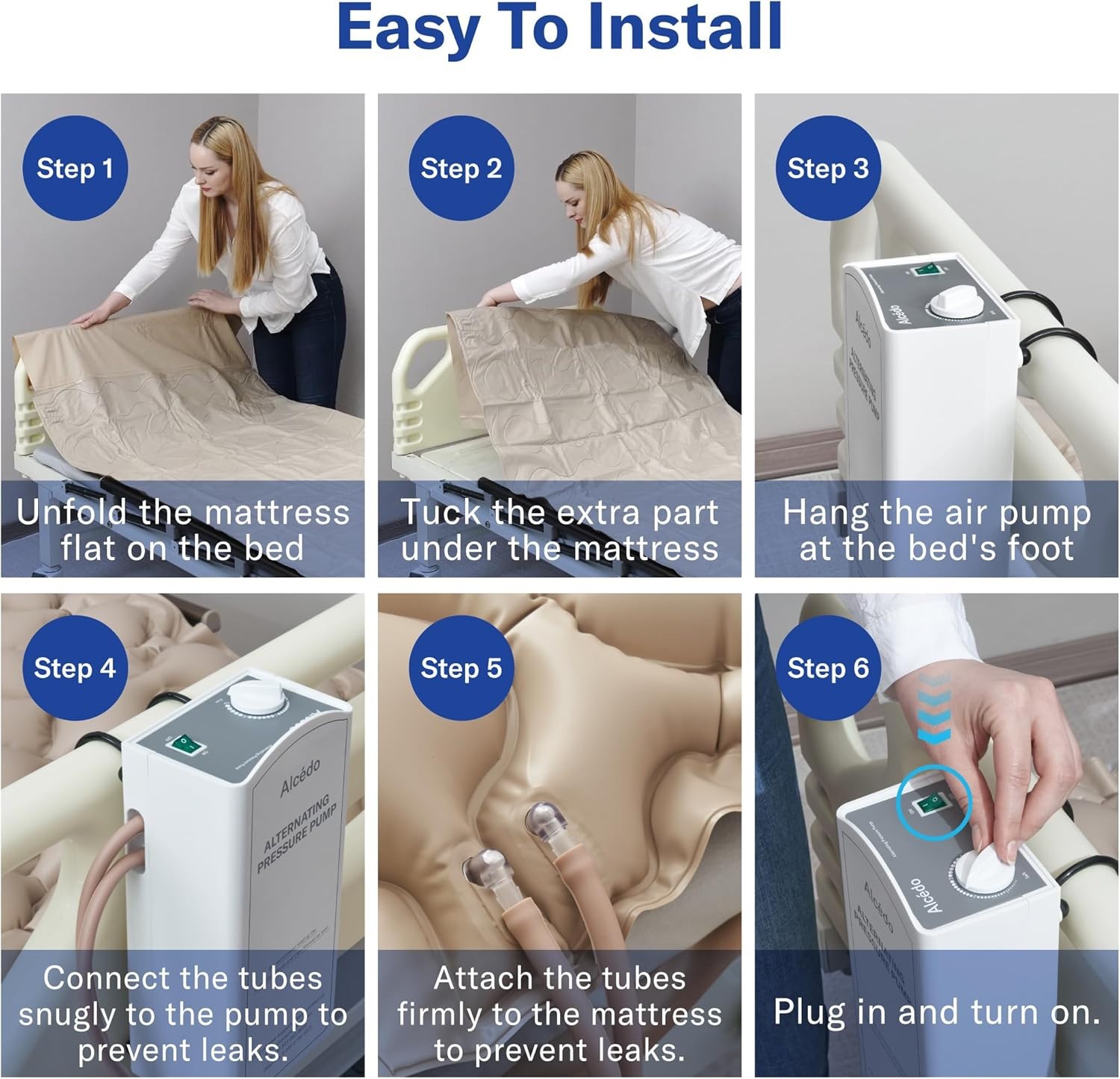 Alcedo Alternating Air Pressure Mattress Pad for Bed Sore and Ulcer Prevention