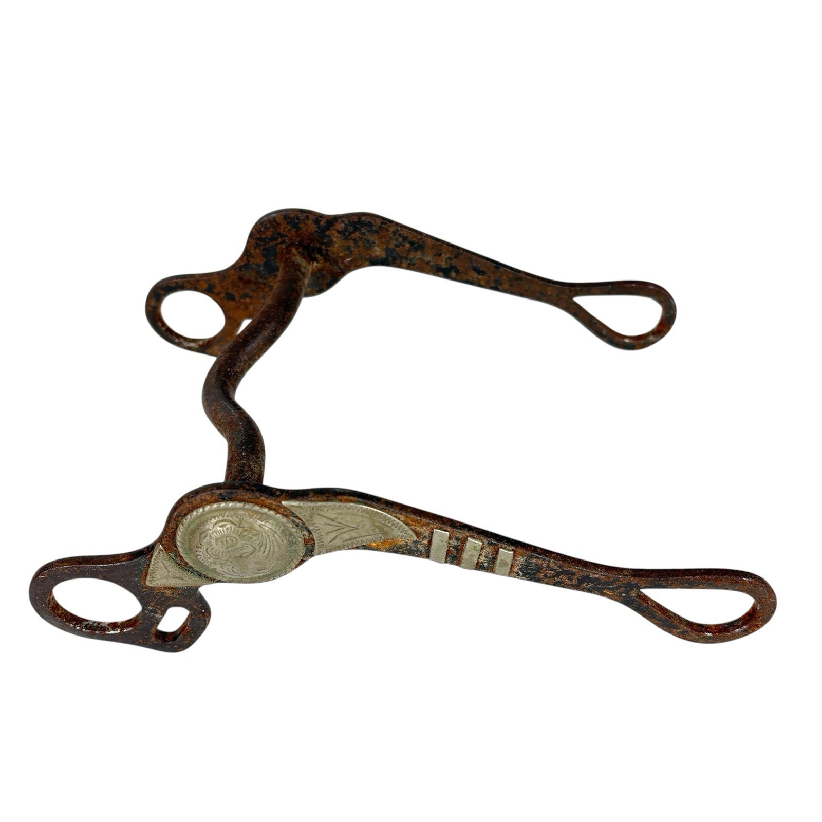 Engraved Silver Horse Show Bit Antique Vintage Western Decorative