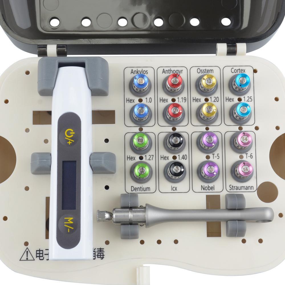 Electronic Dental Implant Universal Prosthetic Kit Torque Wrench 16 Screwdrivers