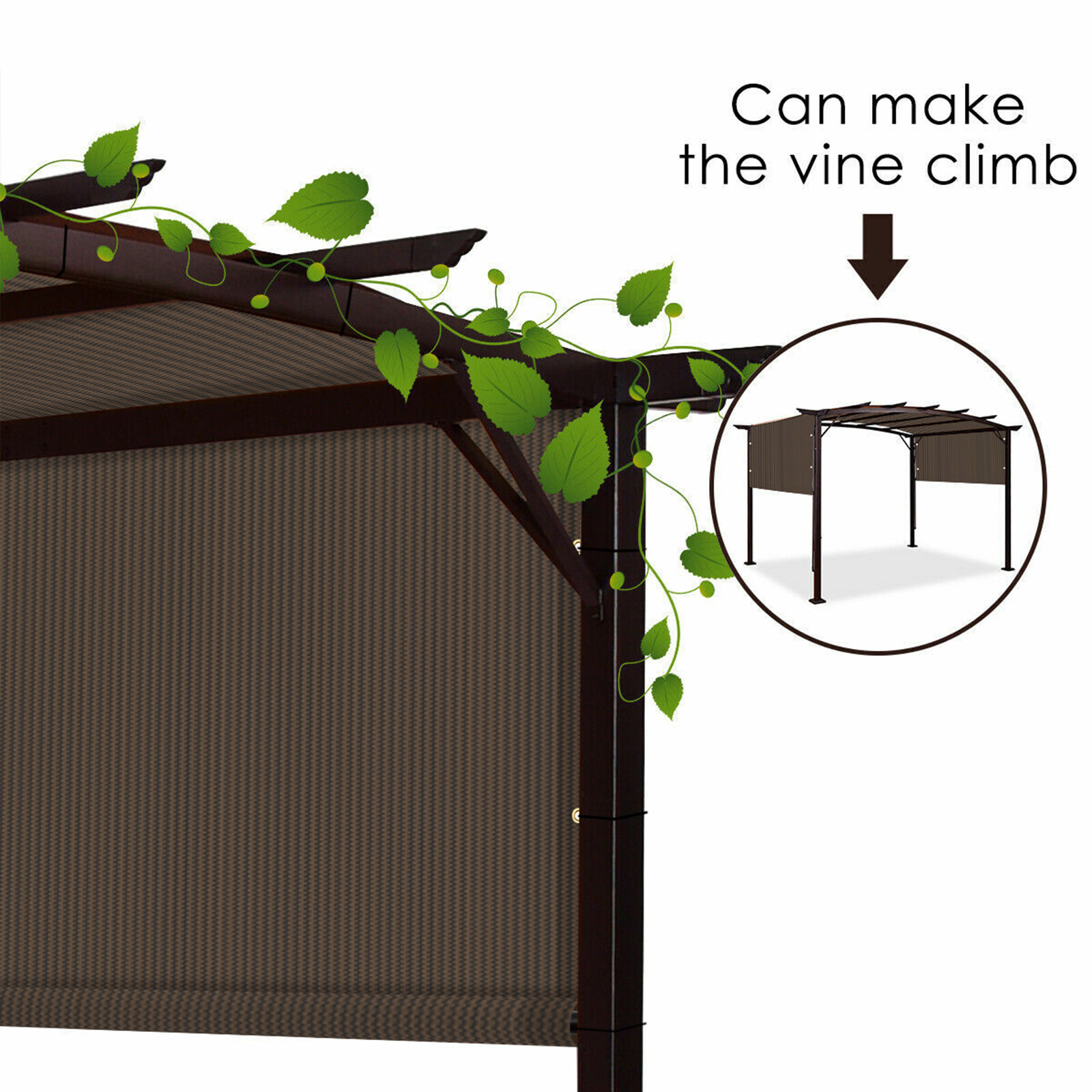 Breathable Pergola Replacement Cover Panel Canopy Shade Cover w/Rod Pocket Brown