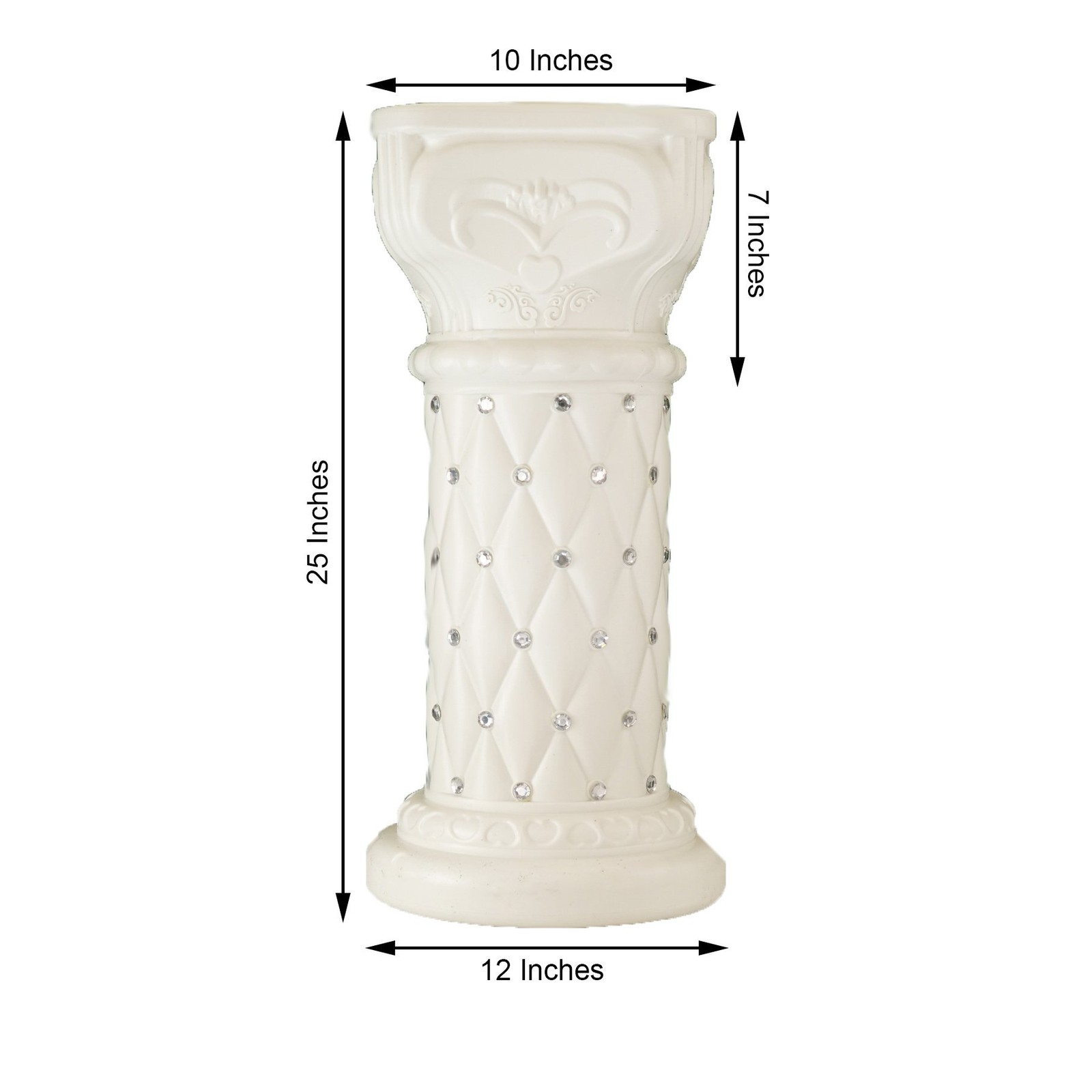 2 White 25" French Columns PLANT PEDESTAL STANDS Crystal Beads Party Supplies