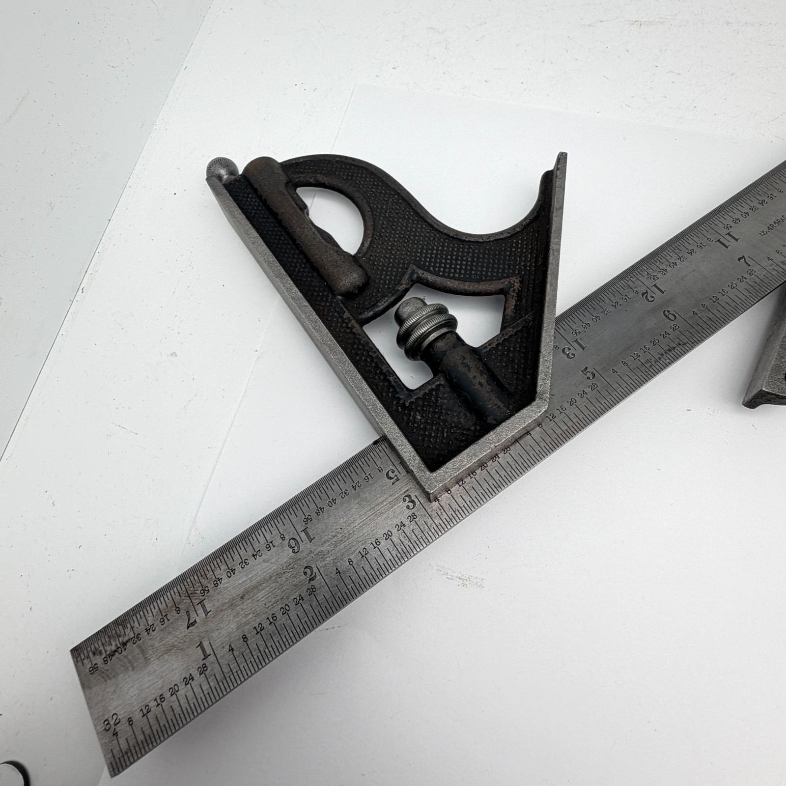 Preowned 18" L.S. STARRETT Comb. Square w/ Protractor Centerfinder - Machinists