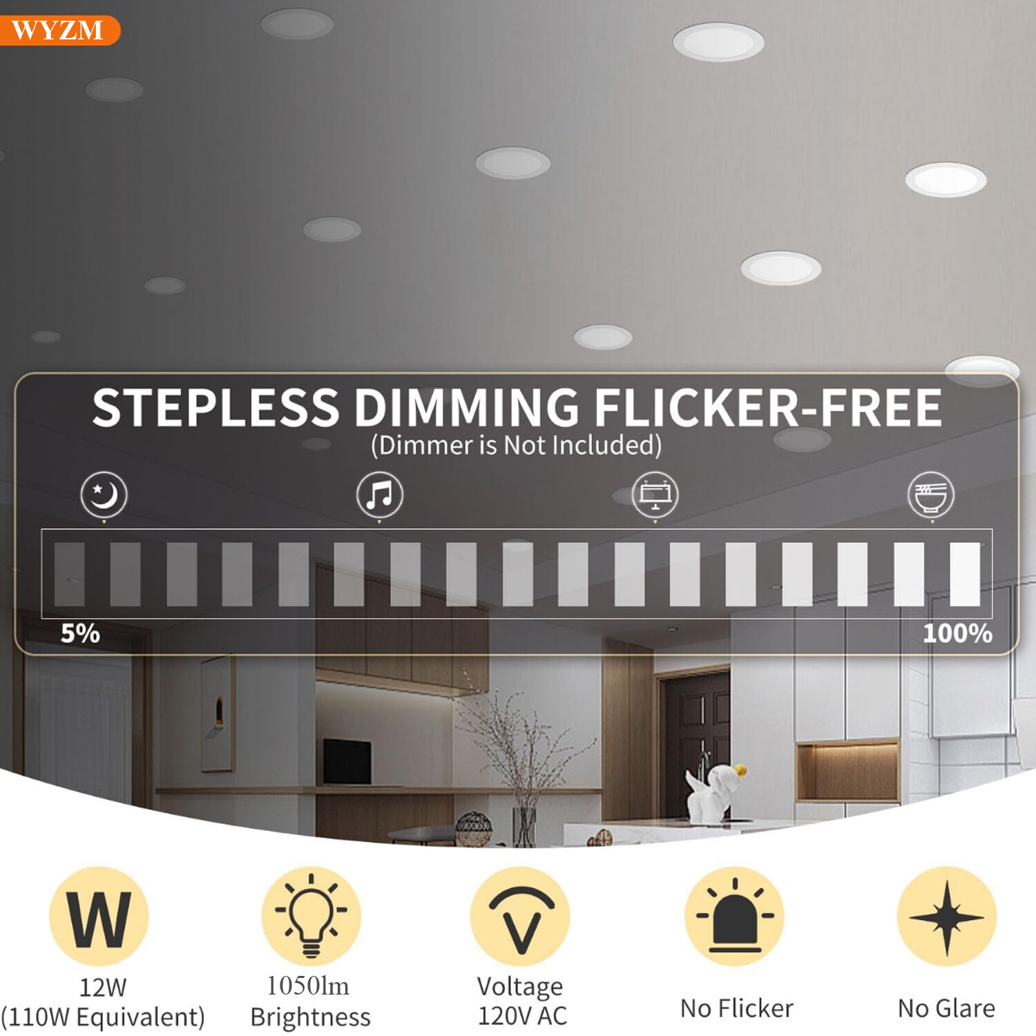 3CCT Selectable 3000K/4000K/5000K 12 Watts Ultra-Thin Recessed LED Ceiling Light