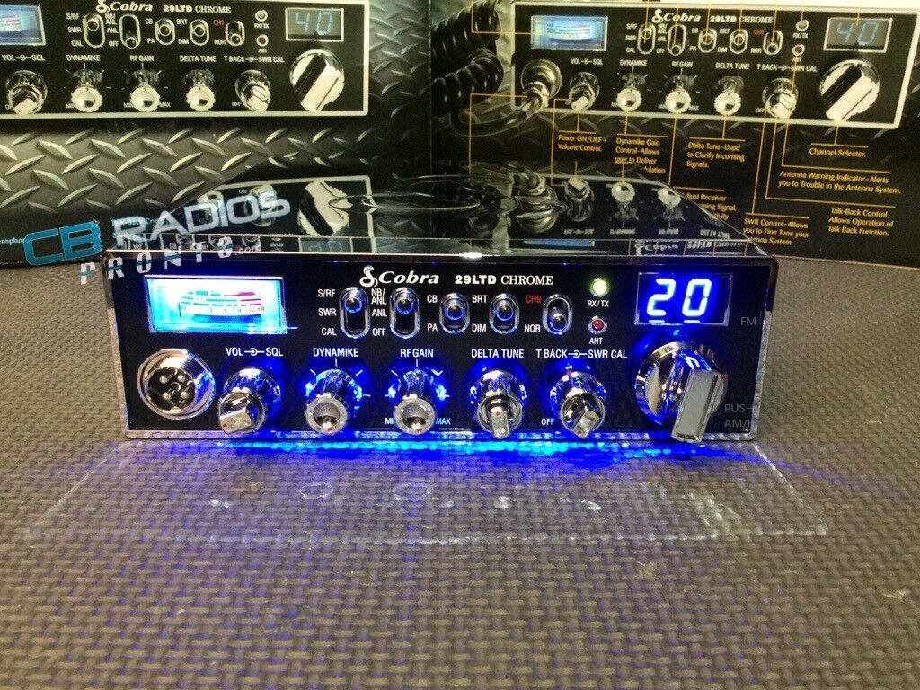 Cobra 29 LTD Chrome-BLUE NITRO LED RINGS+PERFORMANCE TUNED+RECEIVE ENHANCED+ECHO