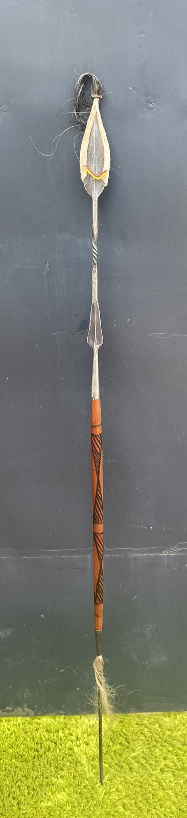 African Maasai Spear Antique Kenyan Spear H-55"|4'8ft and 1 Maasai- Zulu Shield