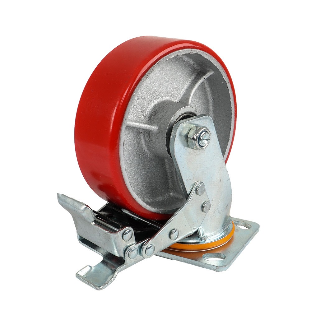 4 Pack 6 Inch Heavy Duty Red Caster Wheels Swivel Plate Total Lock Brake