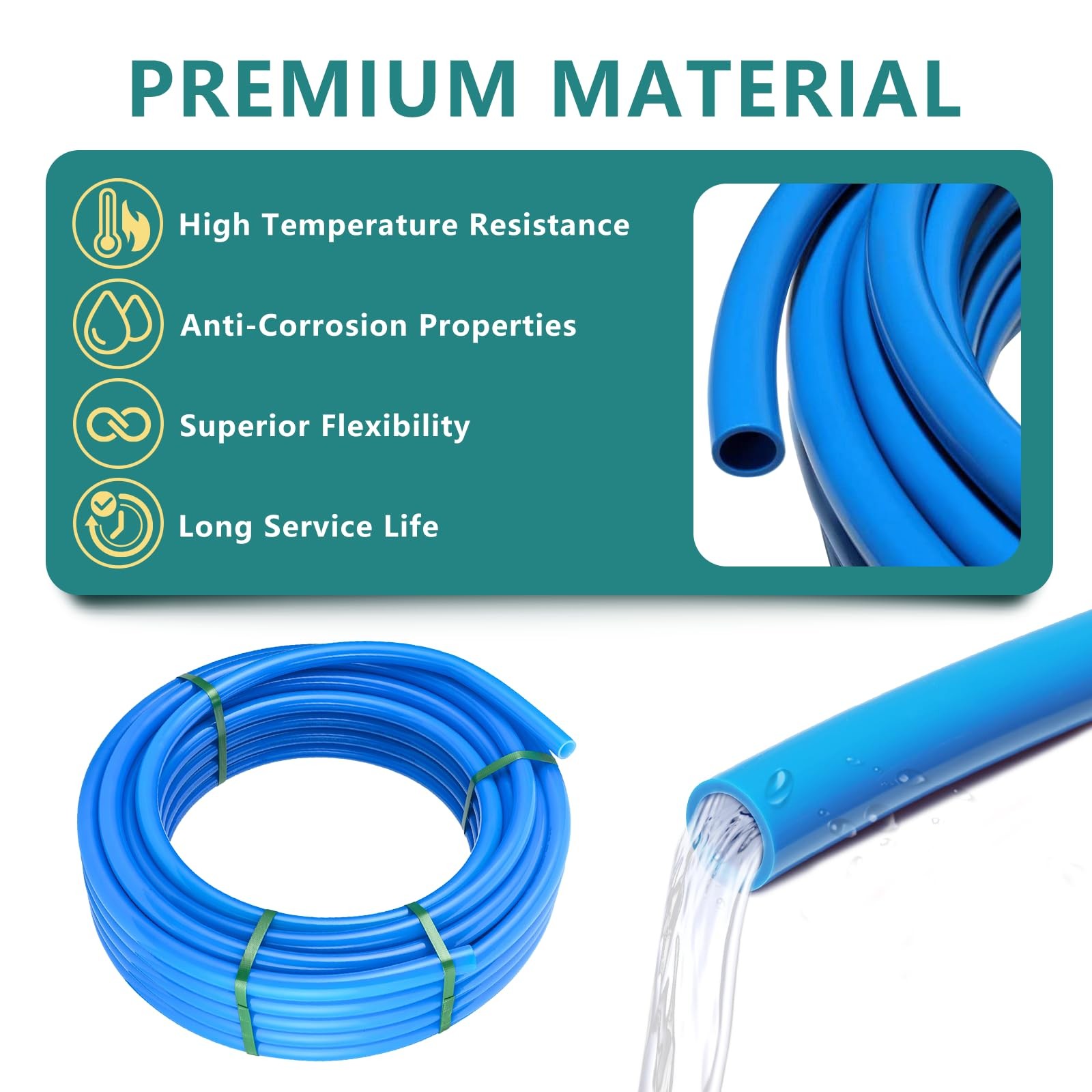 PEX-B Pipe, 300 Ft Pex B Tubing Blue for Hot/Cold Water Plumbing Application