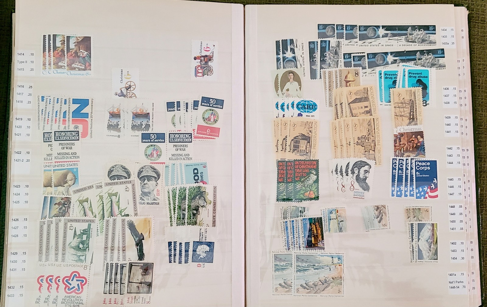 US STAMPS Lot MNH Mixed FV $190, Scott Identified In Binder + Plate Block Sets