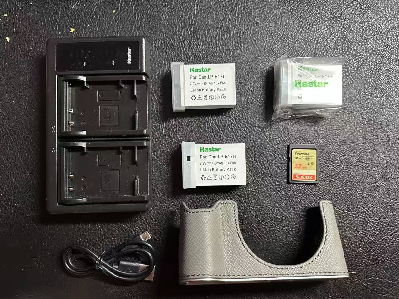 Canon PowerShot V1  Leather Half Case + 3x LP-E17 Batteries Kastar Charger