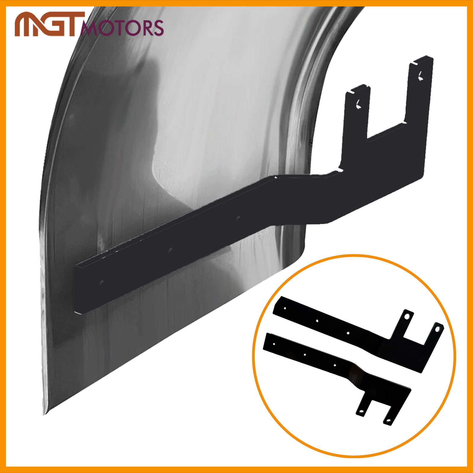 For Stainless Half Fender Peterbilt Low Airleaf Shift Blind Mount Front Brackets