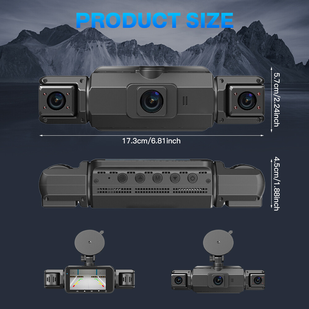 4K HD 4-Channel Dash Cam 1080P Front Rear G-sensor Video Recorder Car DVR Camera