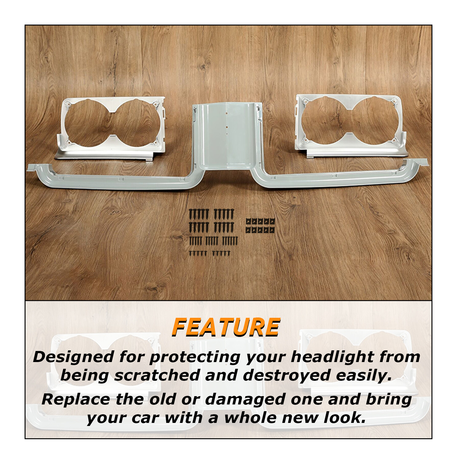 For 1971 1972 Oldsmobile Cutlass Headlamp Housings & Grille Center Stone Shield