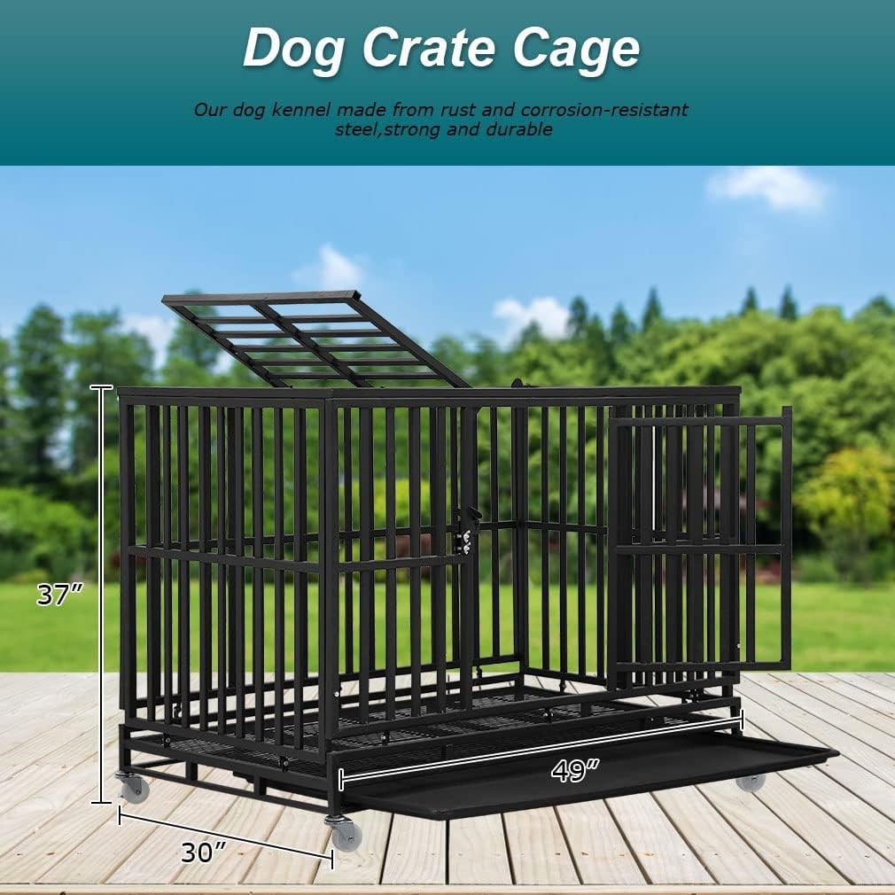 Heavy Duty Indestructible Dog Crate 49 Inch Dog Kennel Large Dog Cage