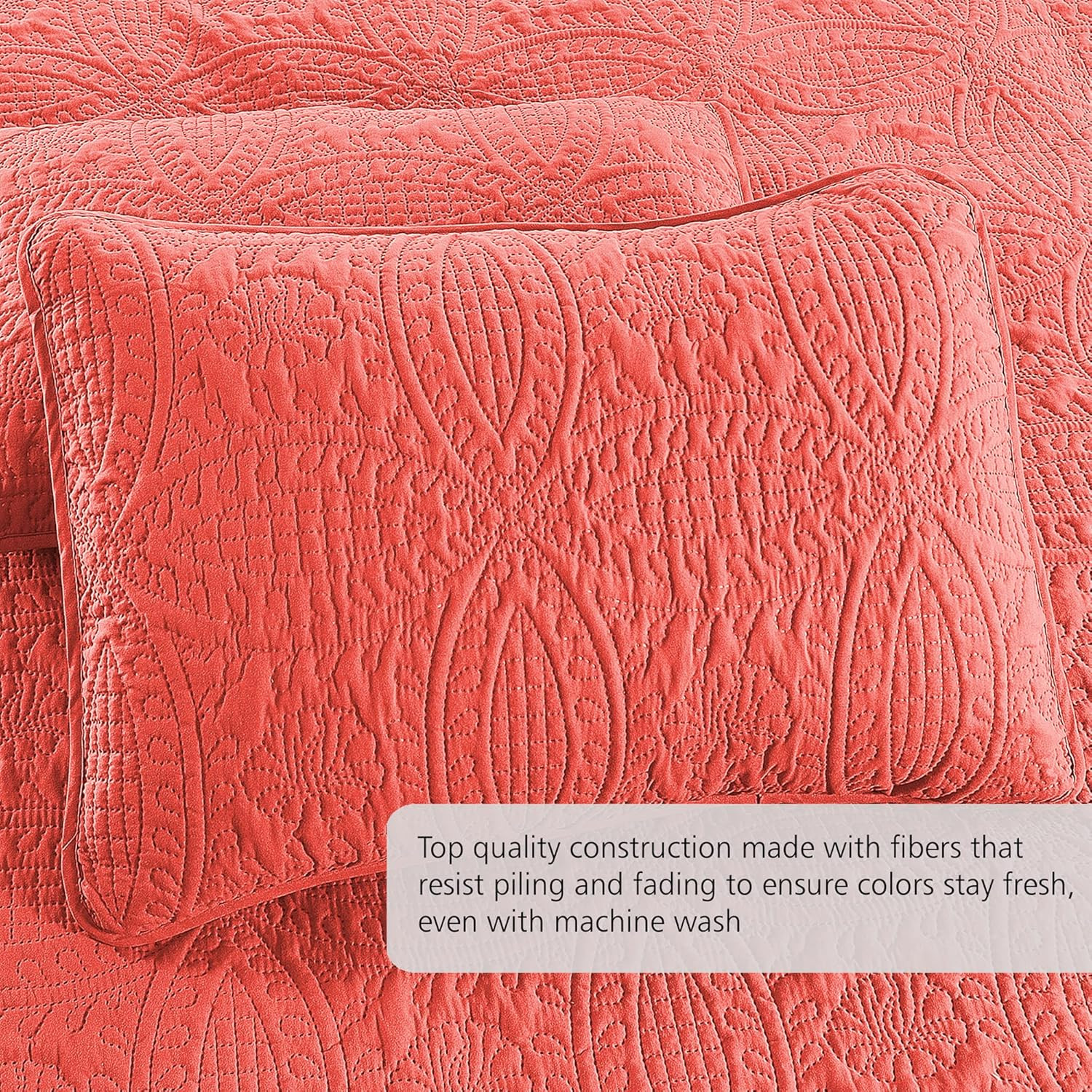 Quilt Set King/Cal King/California King Size Coral - Oversized Bedspread - Soft