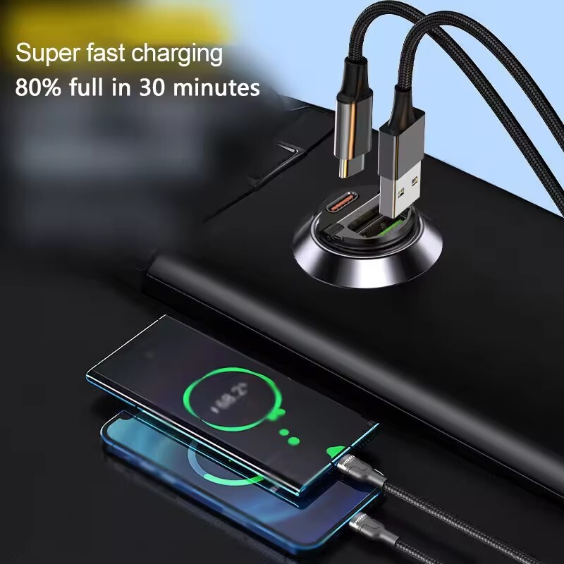 100W Super Fast Phone Car Charger Adapter USB Type C For iPhone Samsung Android