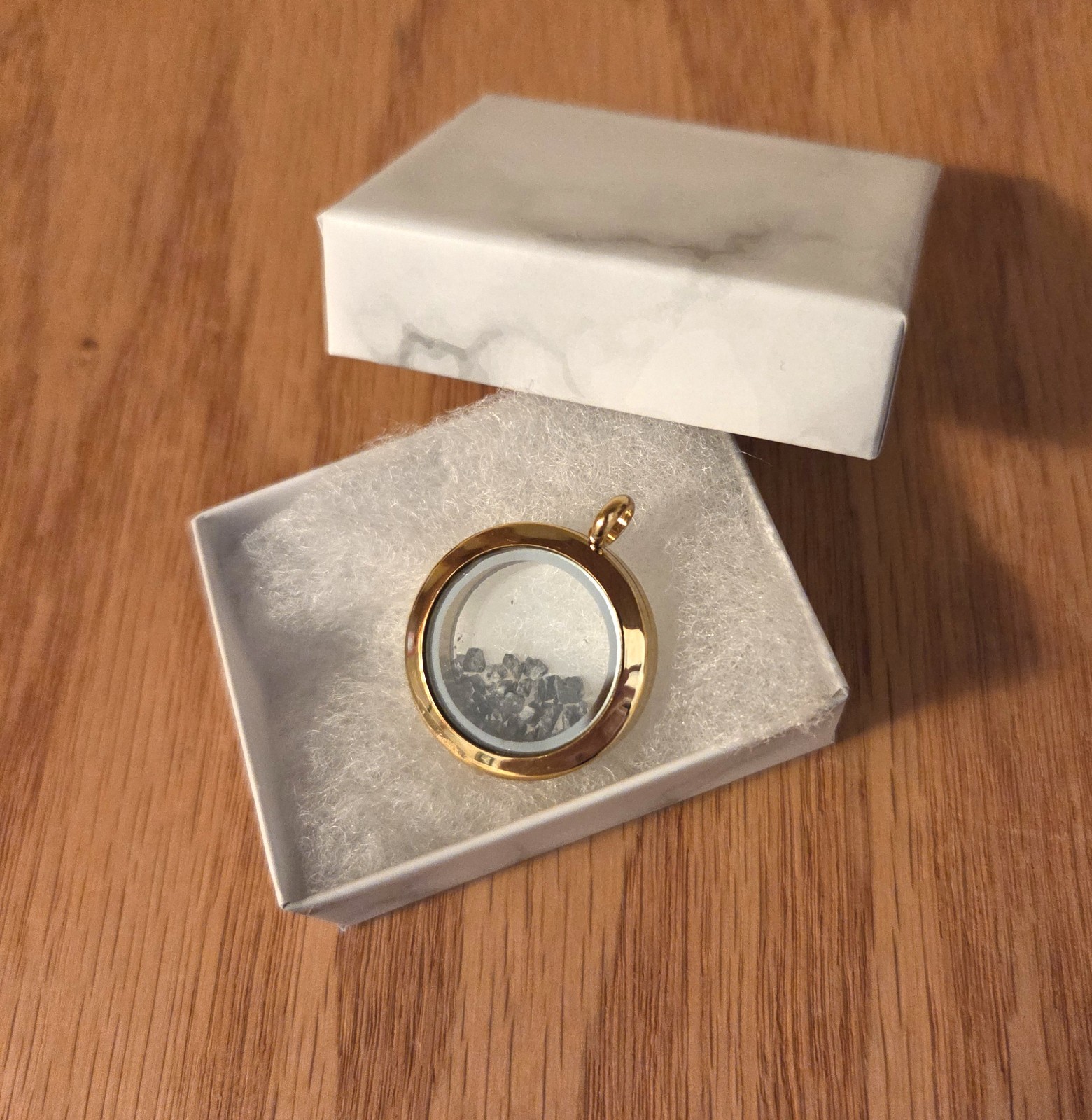 Gold Moon Rock Locket, Lunar Meteorite Necklace Jewelry With Authenticity Card