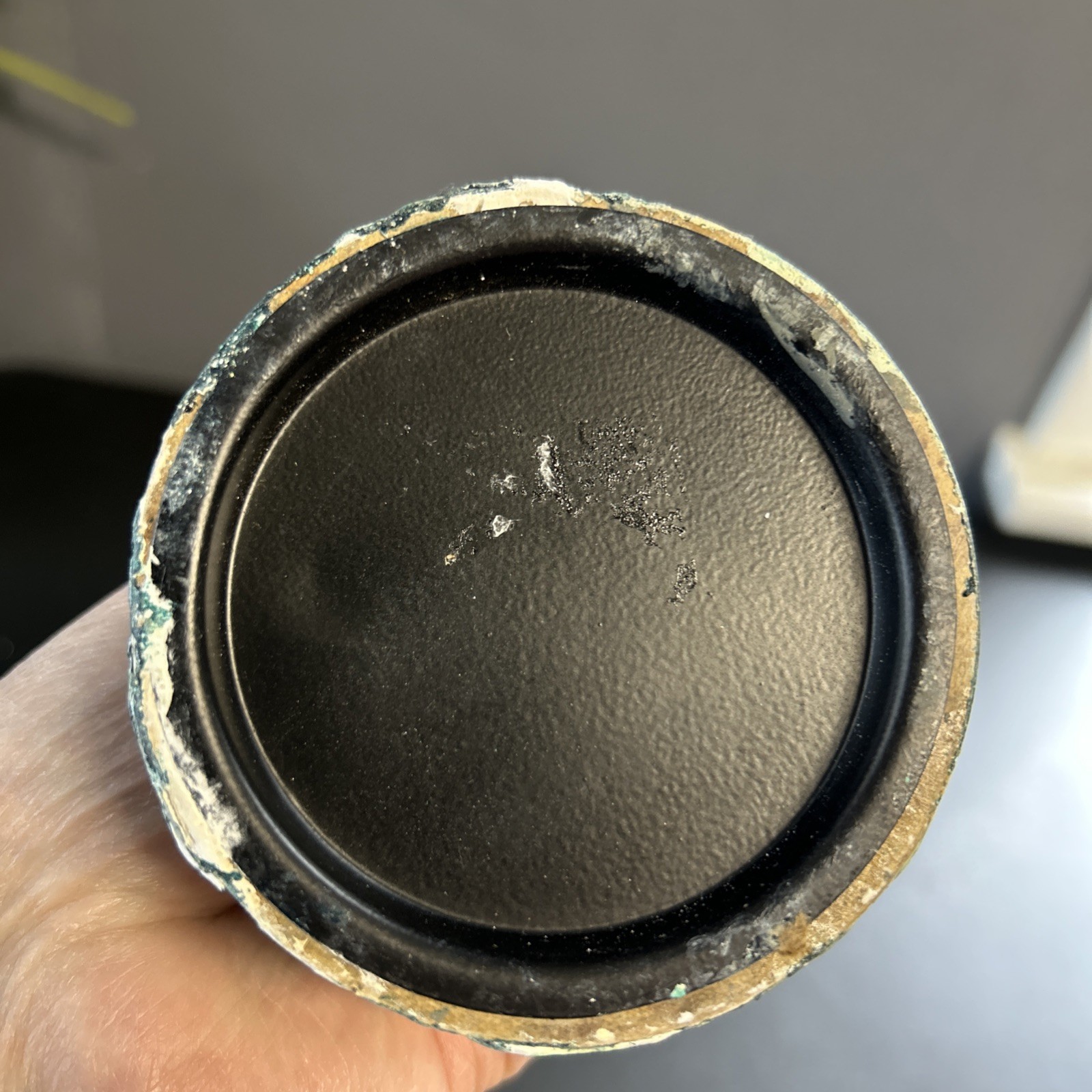 Upcycled Tall Vase Grunge Moody Textured Painted White Waxed Resin Blend 15”