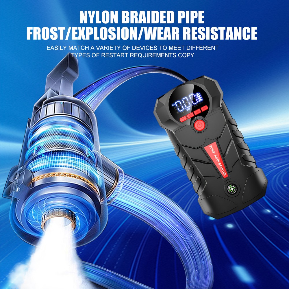 Portable Car Jump Starter with Air Compressor Inflator Air Pump Battery Charger