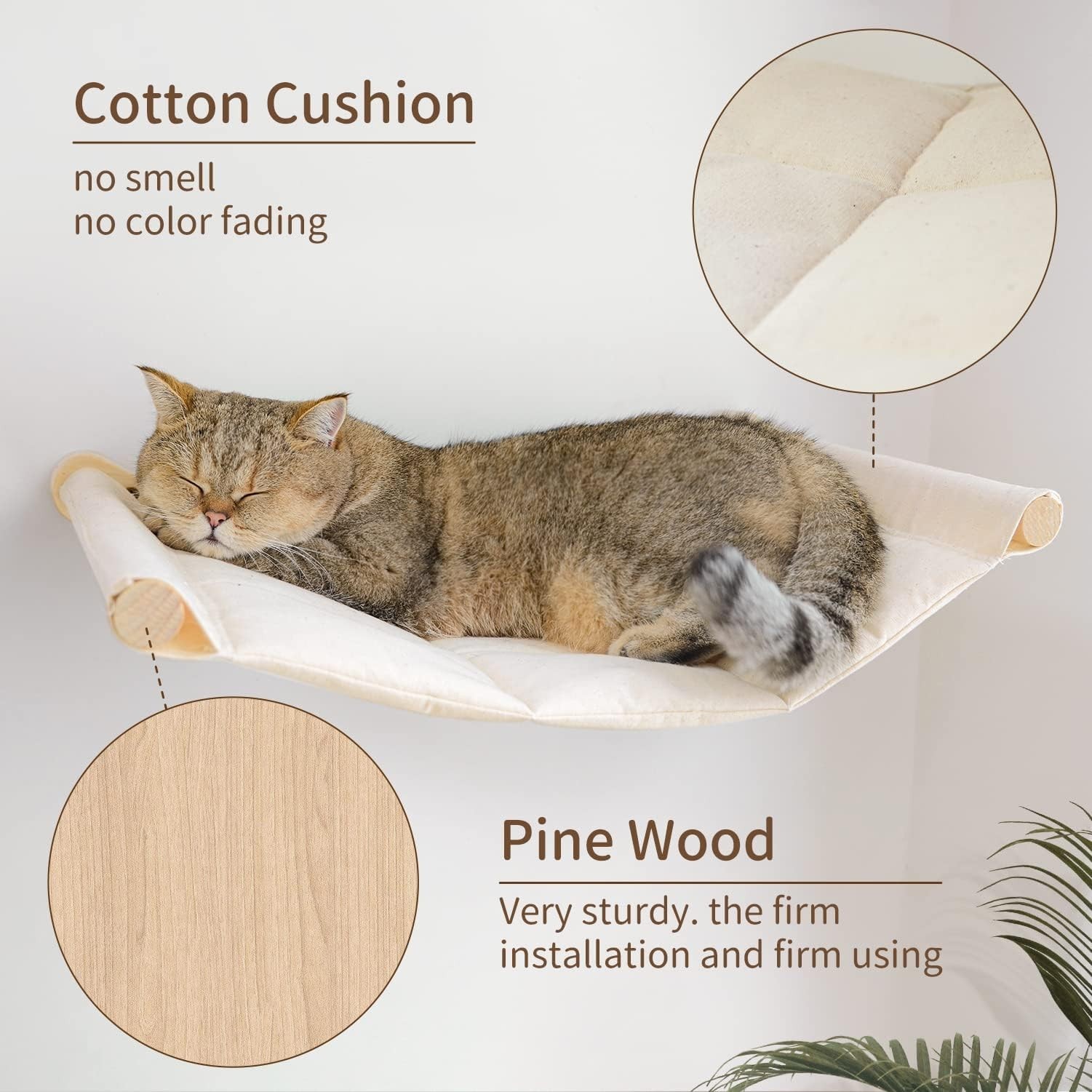 Cat Hammock Wall-Mounted Cat Bed Cat Climbing Wall Cat Furniture for Indoor Cats