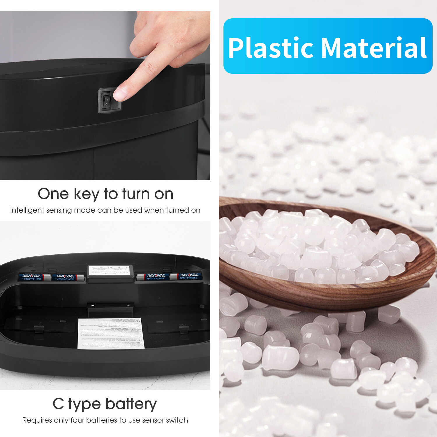 13 Gallon Trash Can Kitchen Trash Can Automatic Garbage Can with Lid Touch Free