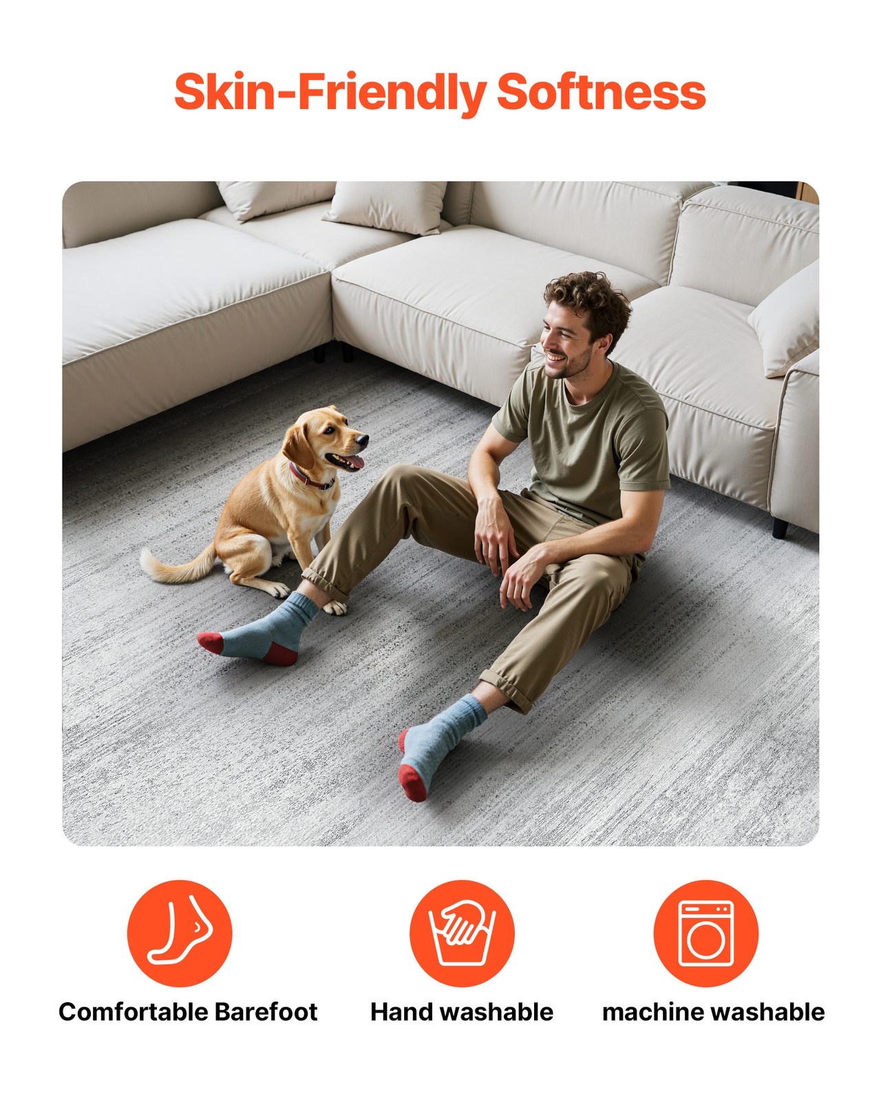 Large Area Rug 10 x 14 ft Anti-Skid Floor Mat Indoor Carpet Washable Modern Gray