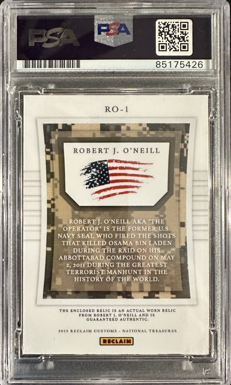 Robert O'Neill Signed Limited Edition /99 Worn Navy SEAL Relic Card PSA 10