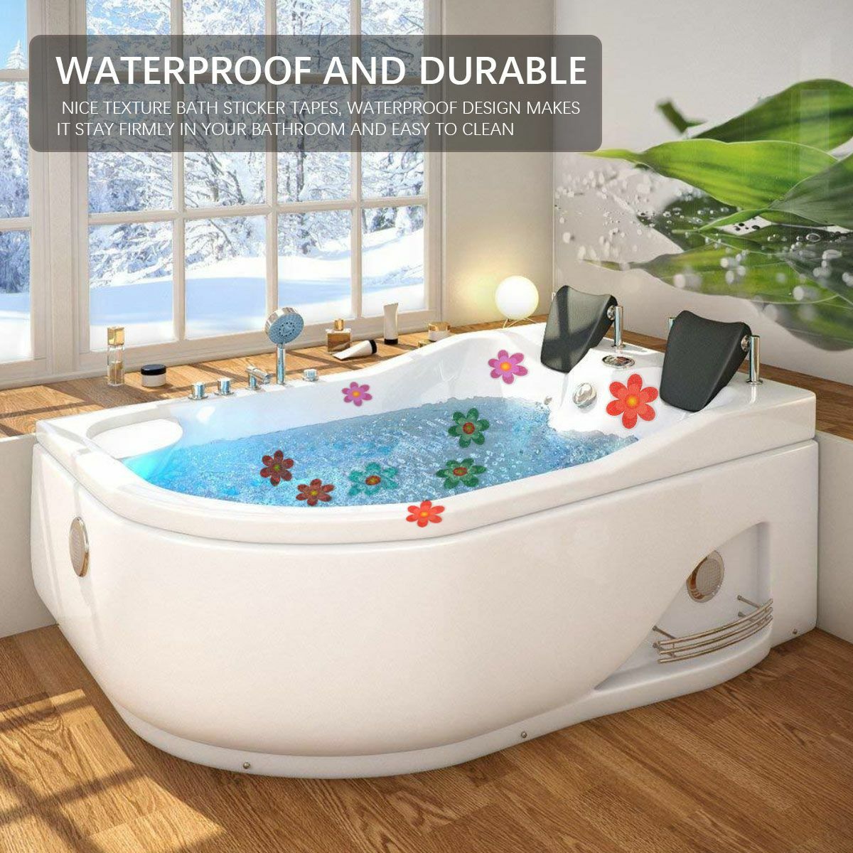 Non Slip Flower Stickers Decals Tape Mat for Bath Tub Stairs Shower Appliques