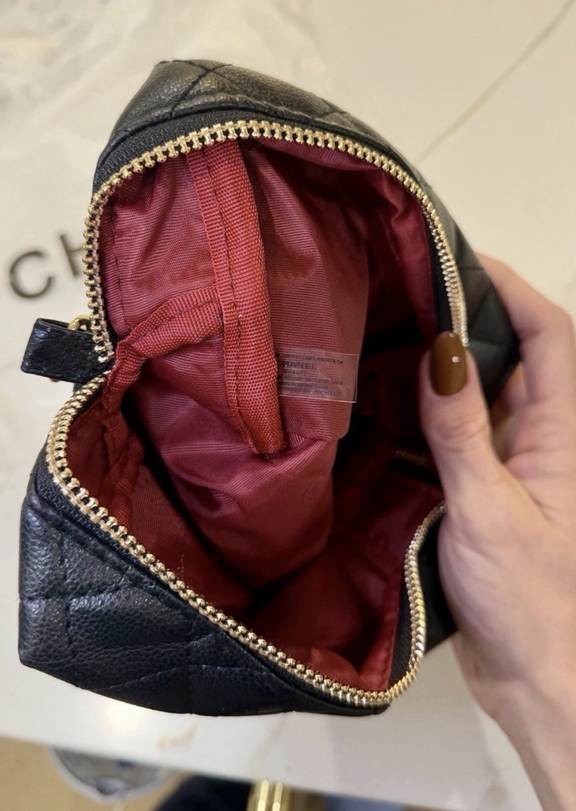 Chanel Makeup Black Quilted Pouch GWP